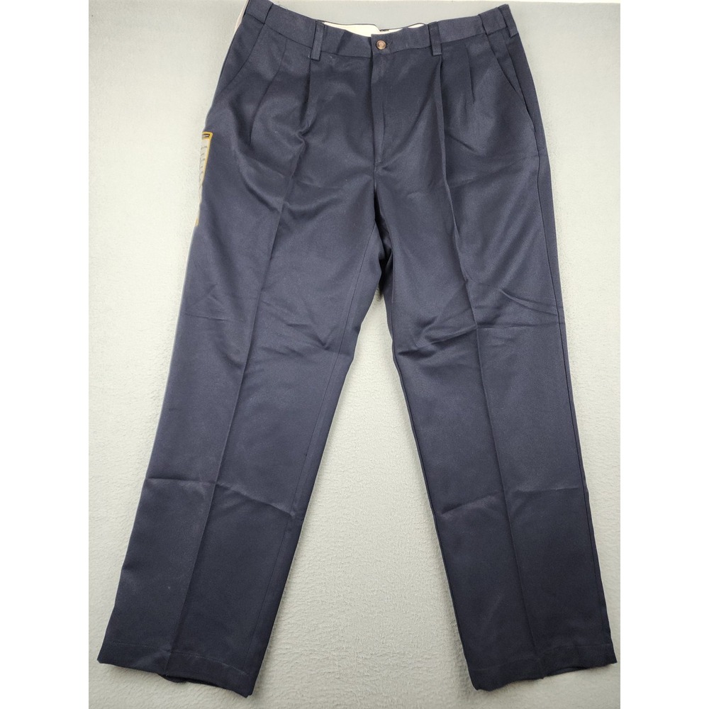 Haggar Dress Pants Mens 36x30 Blue Cool 18 Microfiber Pleated Wrinkle Free NWT